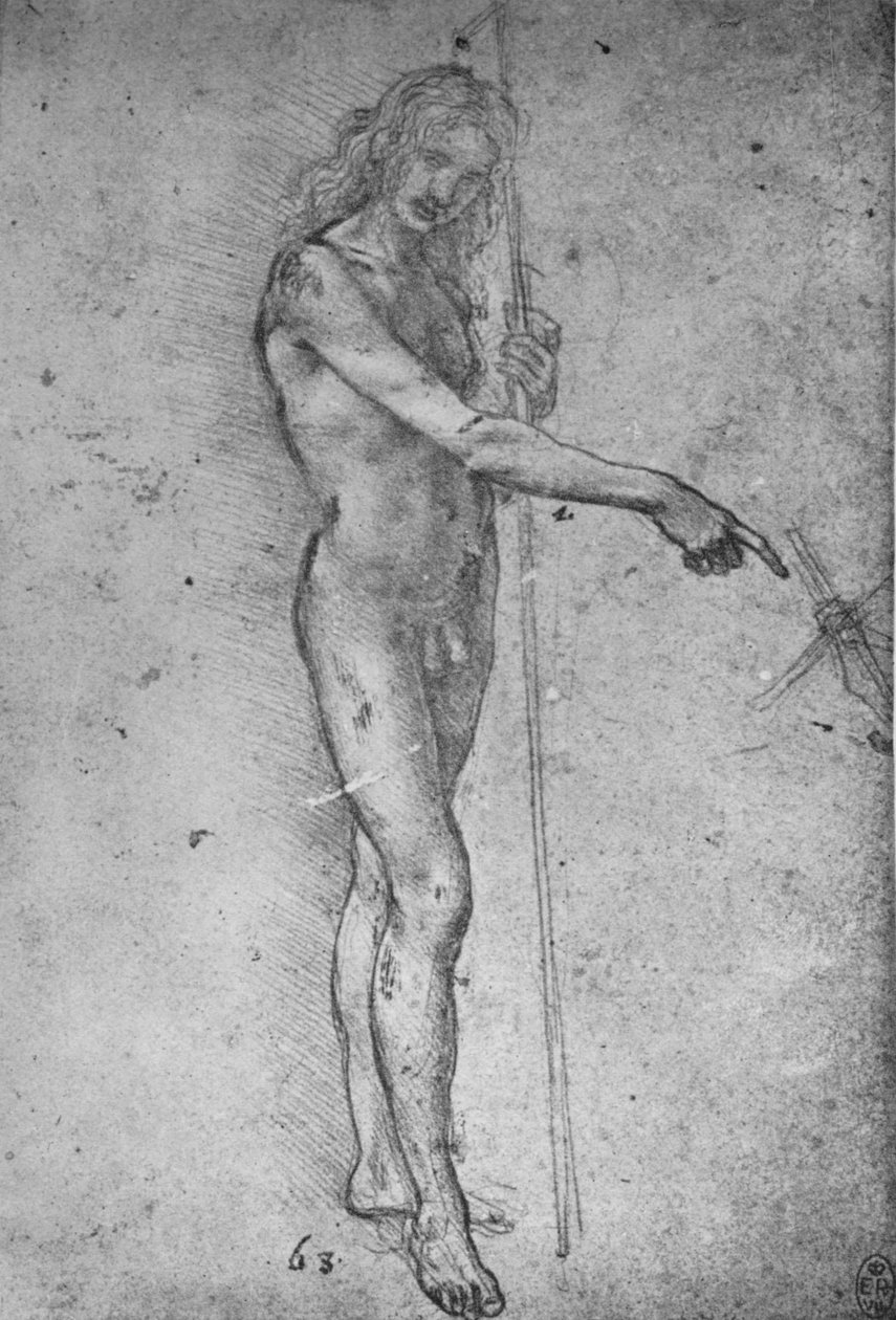 Studera för en ungdomlig Johannes Döparen, c1480 1945 av Leonardo da Vinci