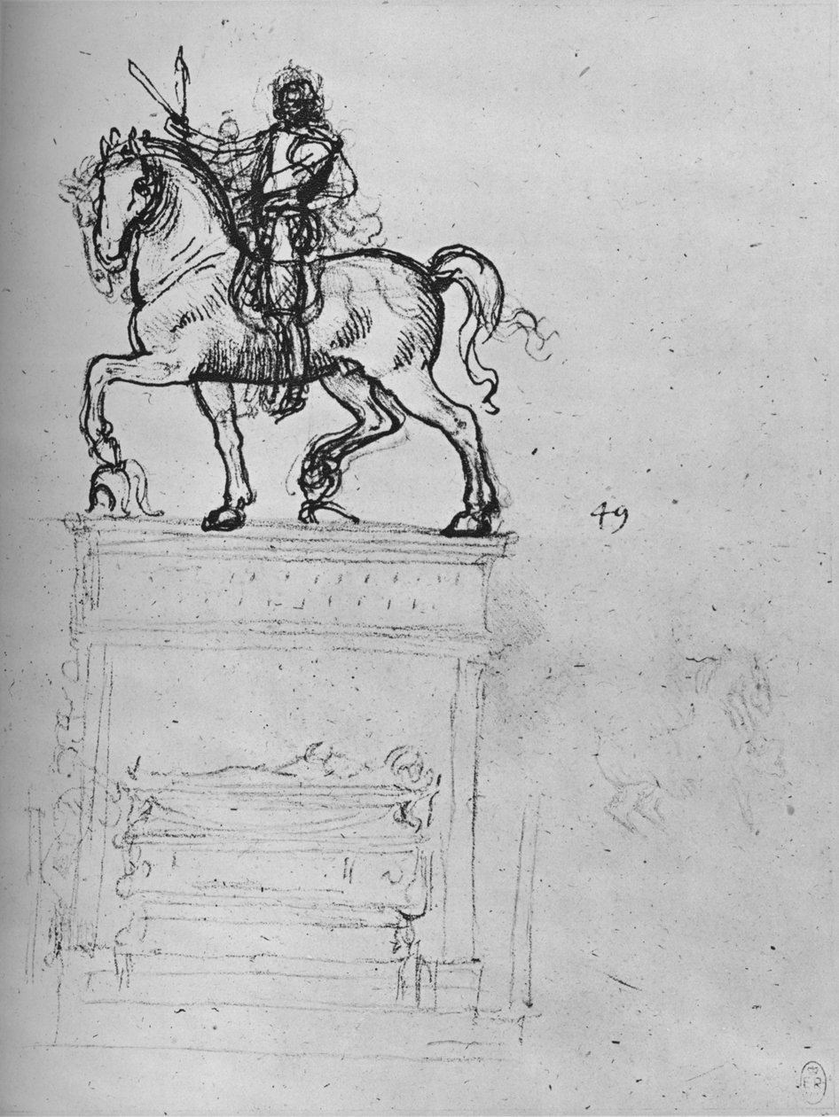 Studie för ett ryttarmonument, c1480 1945 av Leonardo da Vinci