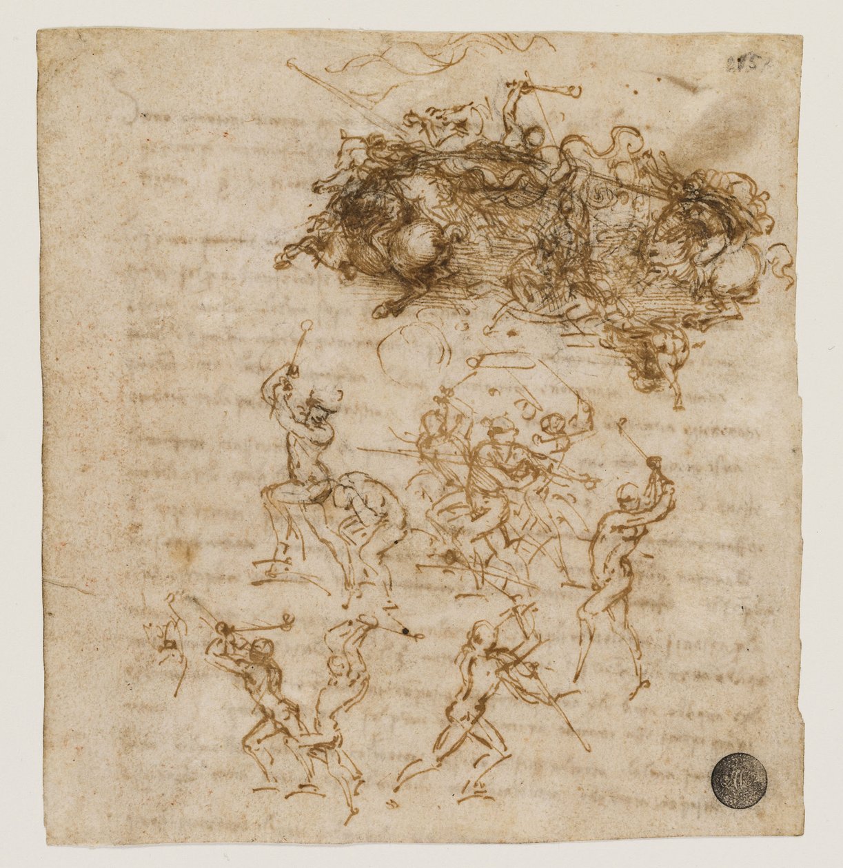 Studie för slaget vid Anghiari, ca 1503-1504. av Leonardo da Vinci