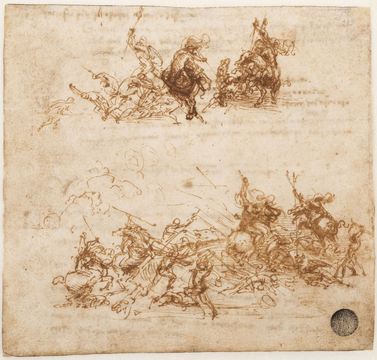 Studie för slaget vid Anghiari, ca 1503-1504. av Leonardo da Vinci