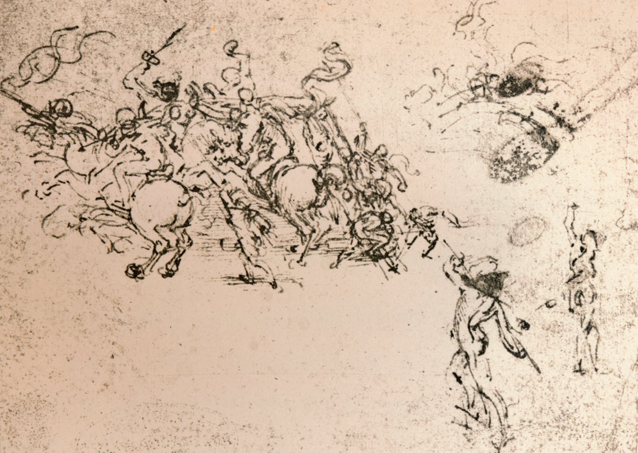 Studie för tecknad serie av slaget vid Anghiari, c1472-c1505 1883 av Leonardo da Vinci