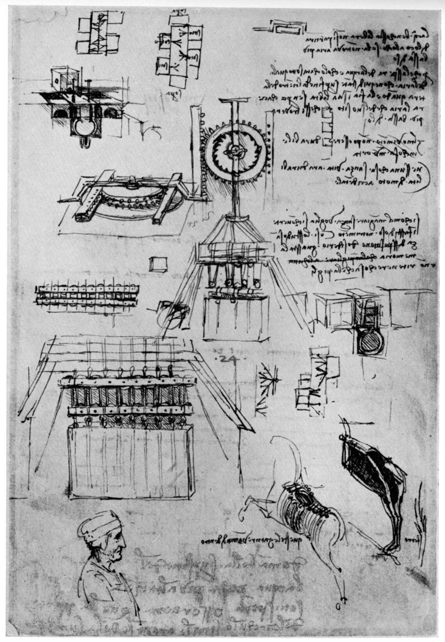 Studie för gjutning av Sforza-monumentet, c1493 1954 av Leonardo da Vinci