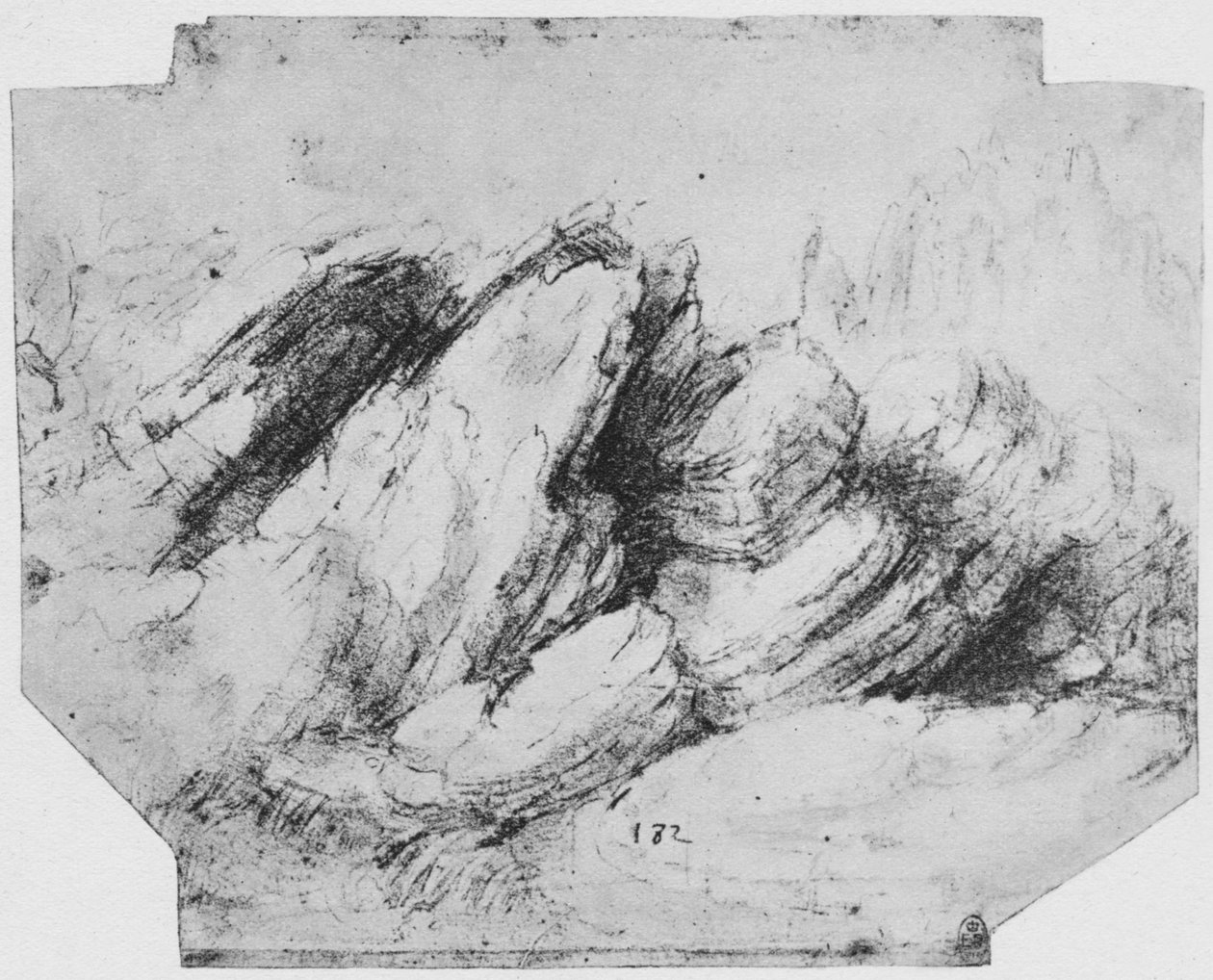 Studie av klippformationer, c1480 1945 av Leonardo da Vinci