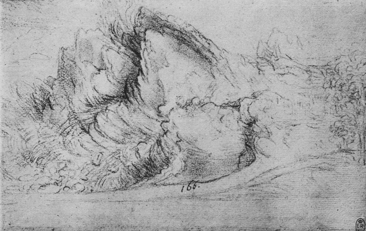 Studie av klippformationer, c1480 1945 av Leonardo da Vinci