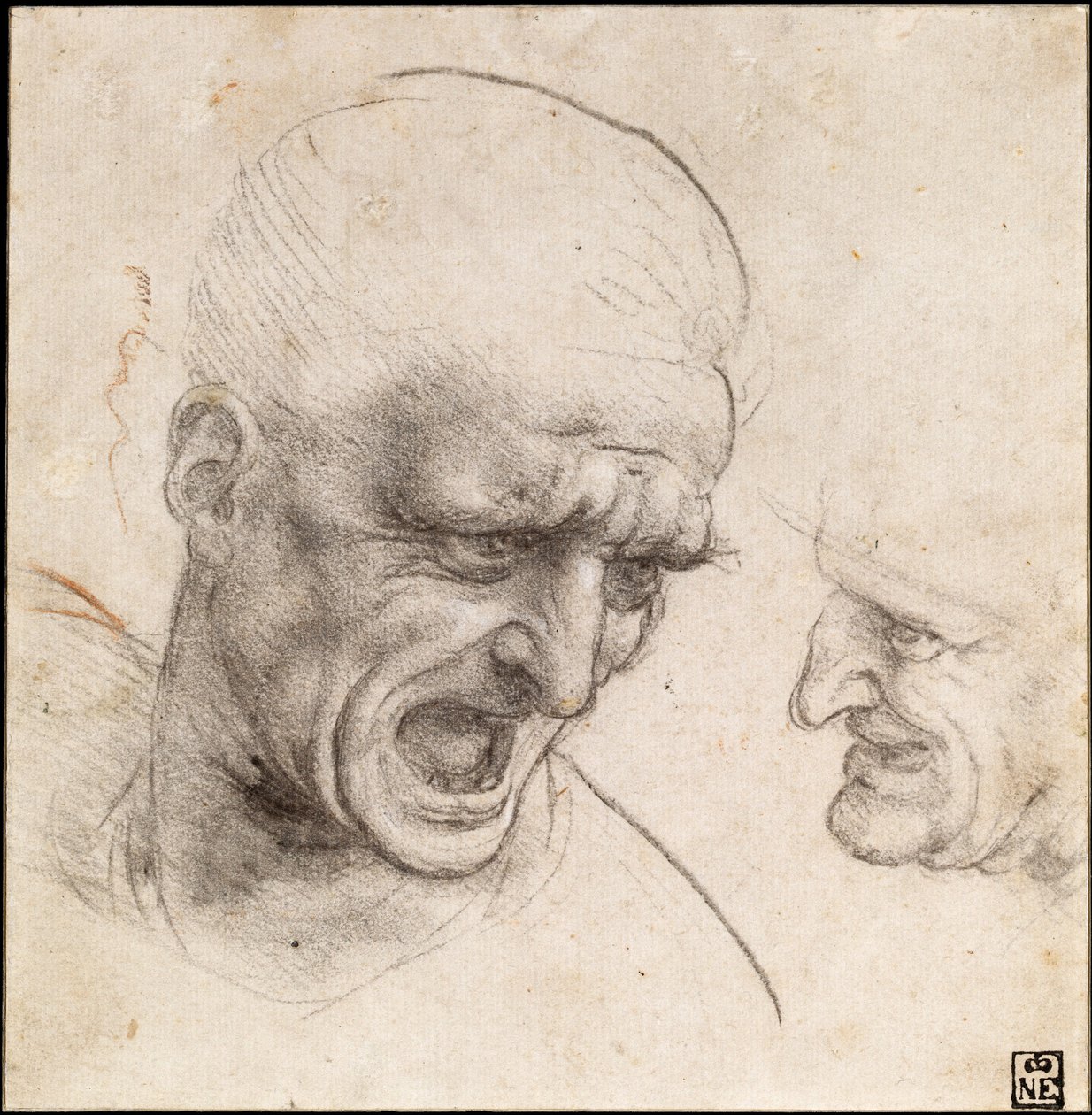 Study of Two Warriors" Heads for the Battle of Anghiari, 1504-05 av Leonardo da Vinci