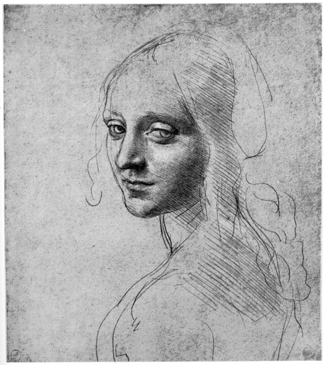 Studie av ett flickhuvud, c1483 1954 av Leonardo da Vinci