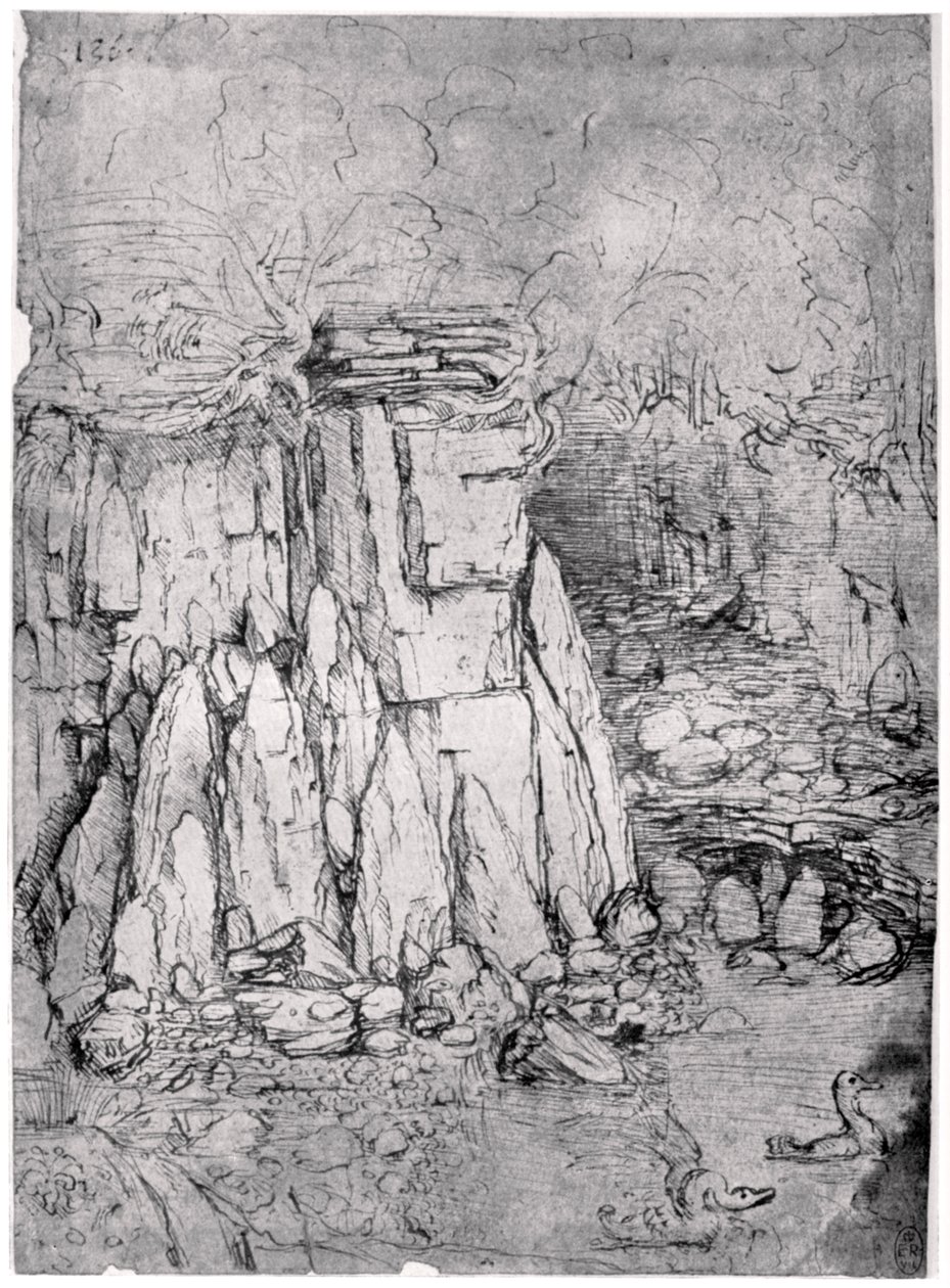 Studie av en stenig grotta med ankor, 1482-1485 1954 av Leonardo da Vinci