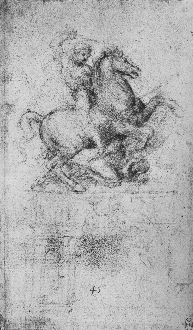 Studie av ett ryttarmonument, c1480 1945 av Leonardo da Vinci