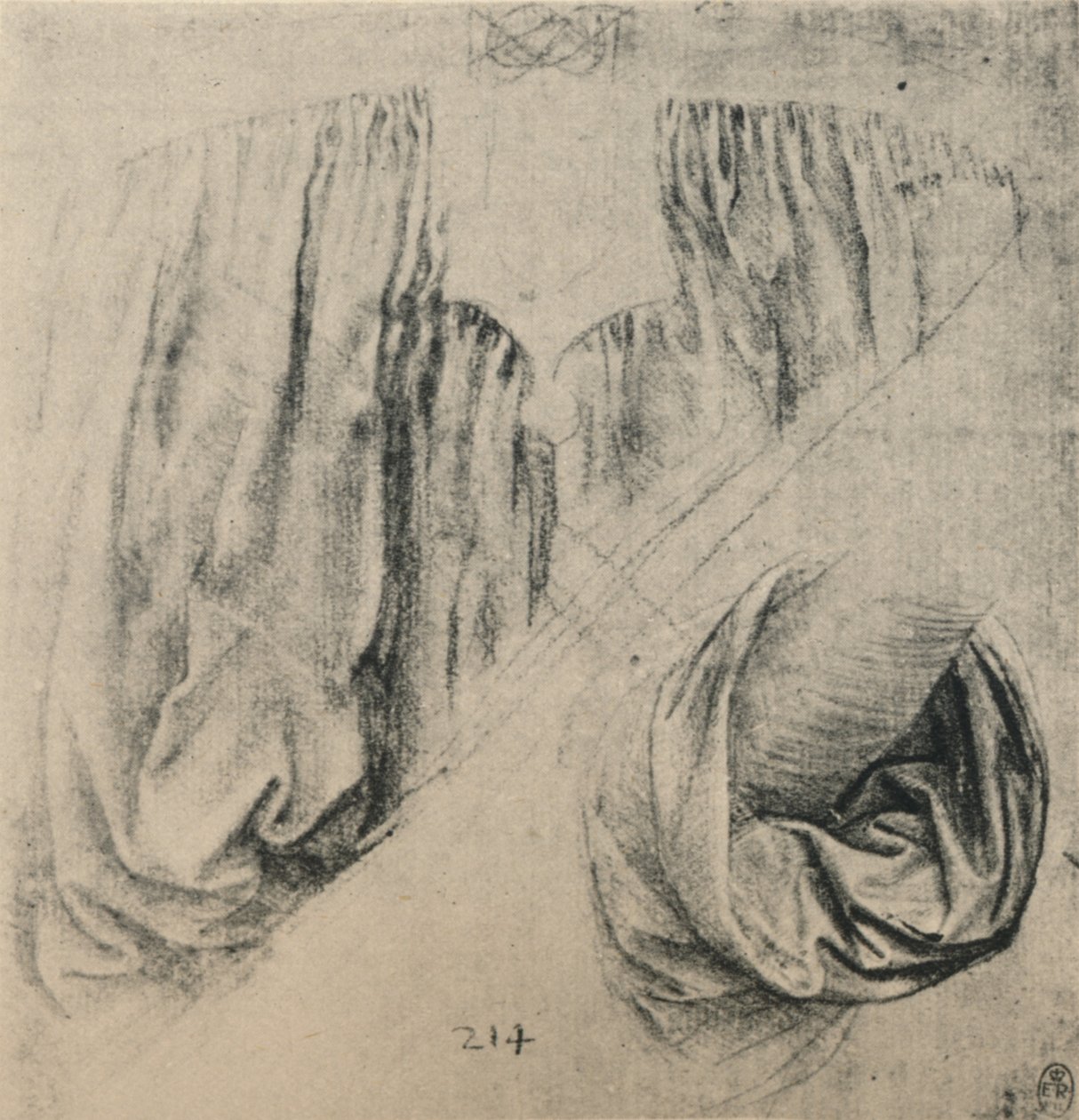 Studie av framsidan av en klänning och av en ärm, c1480 1945 av Leonardo da Vinci