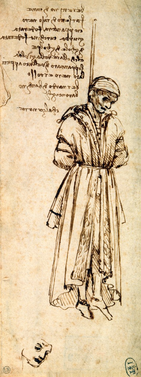Studie av den hängda Bernardo av Bandino Baroncelli, mördare av Giuliano de Medici, 1479 av Leonardo da Vinci