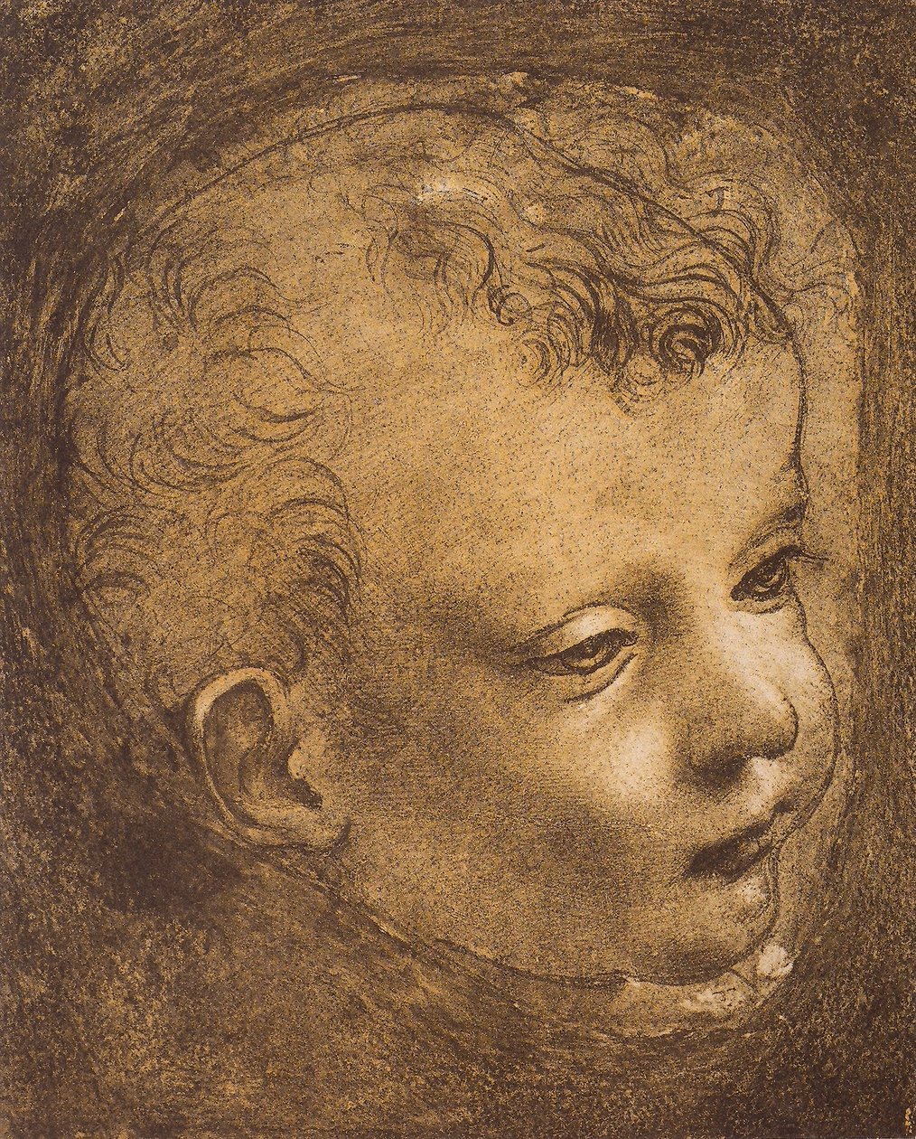 Studie av ansiktet på spädbarnet St. John för Madonna of the Rocks; teckning av Leonardo da Vinci. Louvren, Paris av Leonardo da Vinci