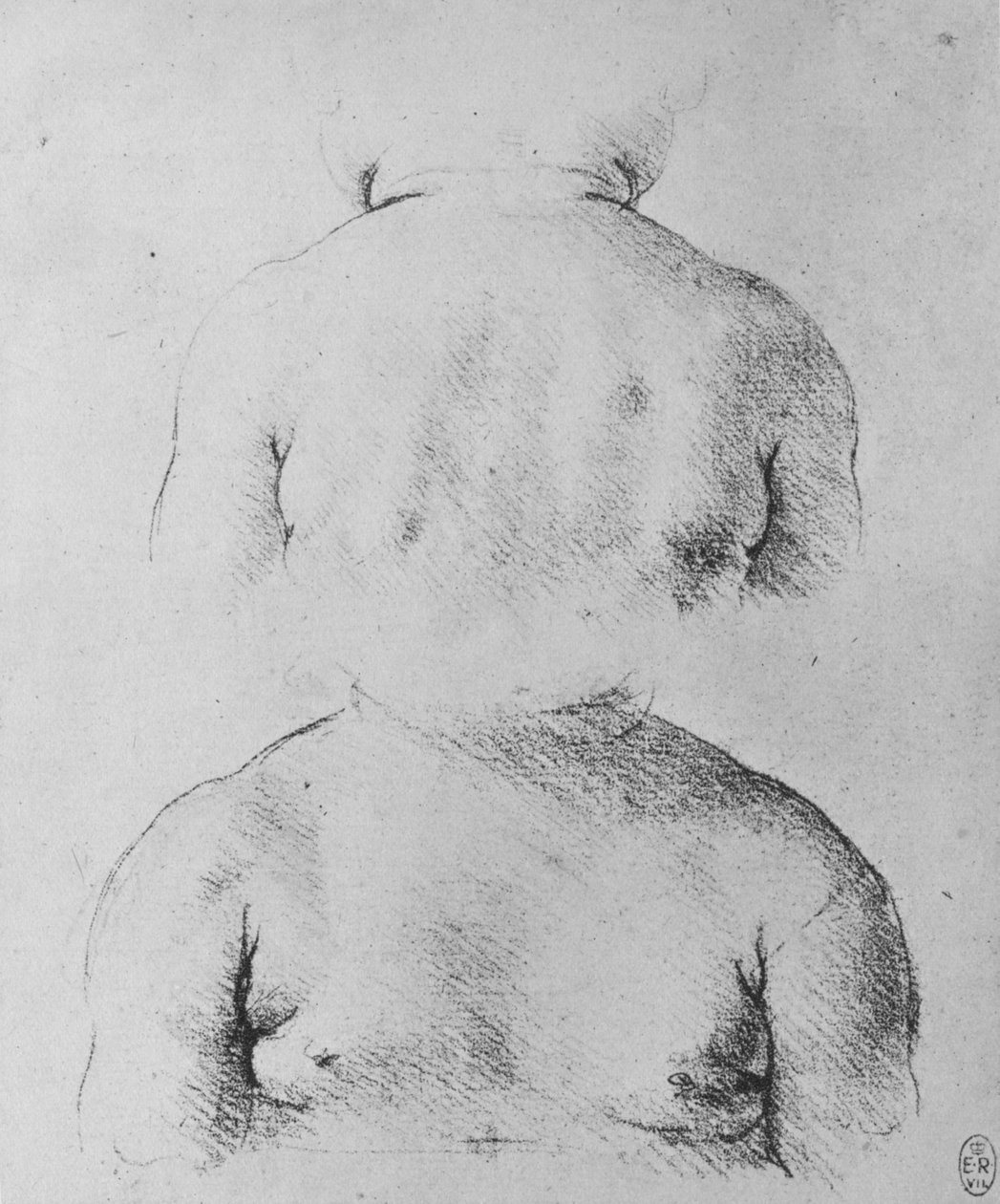 The Bust of an Infant, framifrån och bakifrån, c1480 1945 av Leonardo da Vinci