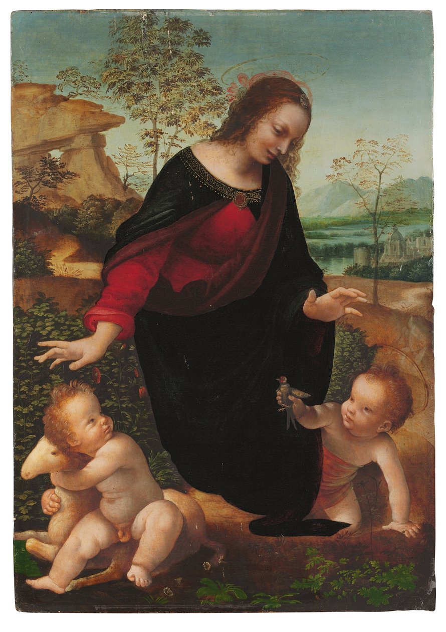 Madonnan och barnet med spädbarnet Johannes Döparen av Leonardo da Vinci