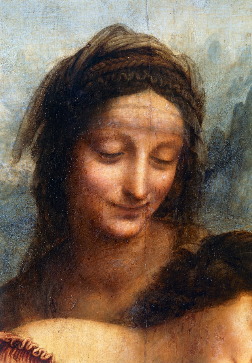 Den heliga Annas ansikte, detalj från Jungfrun och barnet med den heliga Anna av Leonardo da Vinci