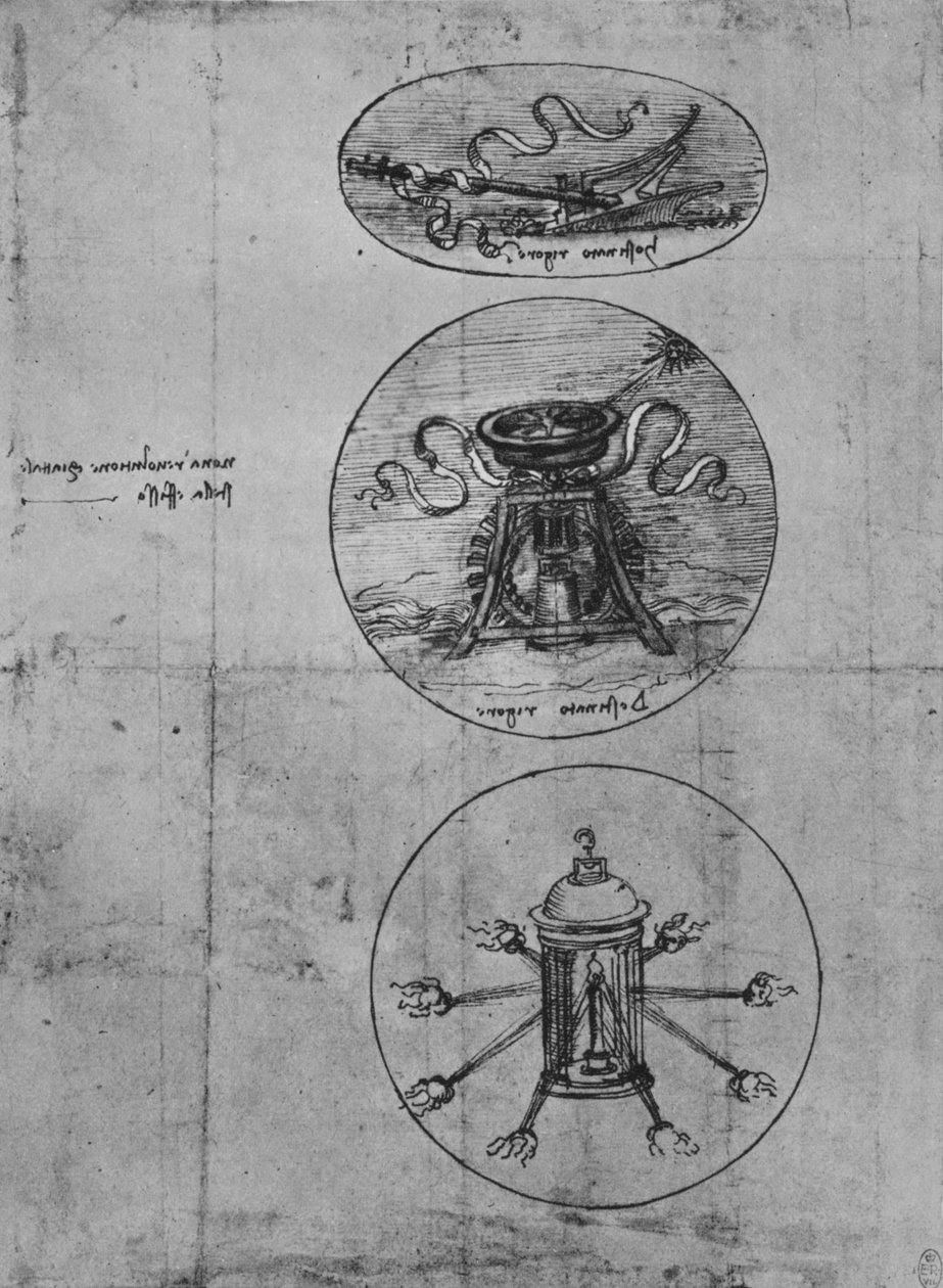 Tre emblem, c1480 1945 av Leonardo da Vinci