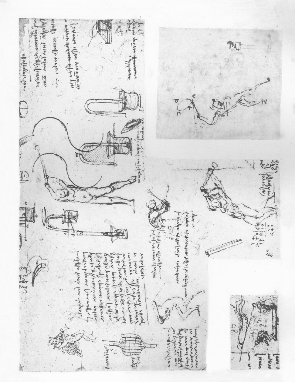 Tre ritningar som illustrerar teorin om den mänskliga figurens rörelser, c1472-c1519 1883 av Leonardo da Vinci