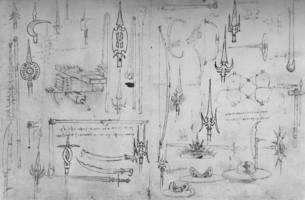 Various Arms of Offense and Defence, c1480 1945 av Leonardo da Vinci