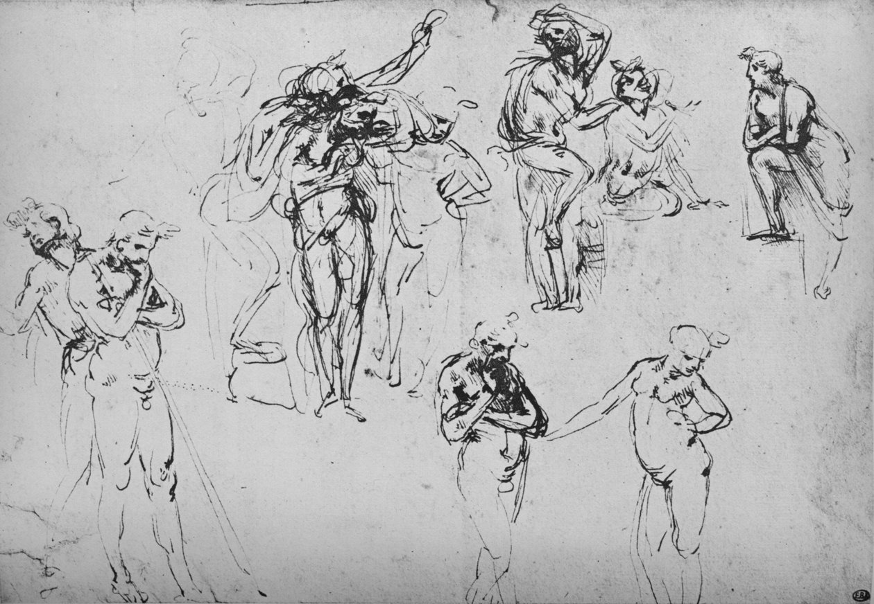 Olika grupper och enskilda figurer, c1480 1945 av Leonardo da Vinci