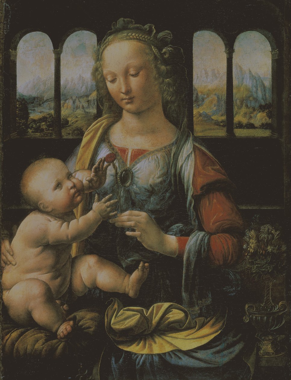 Virgin and Child, ca 1473 (olja på panel) av Leonardo da Vinci