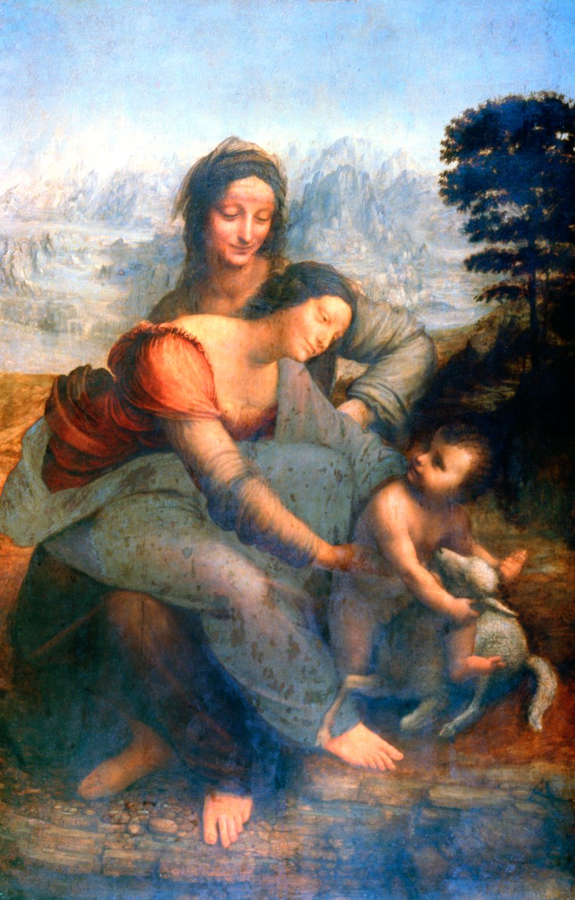 Jungfru och barn med St Anne, 1502-1516 av Leonardo da Vinci
