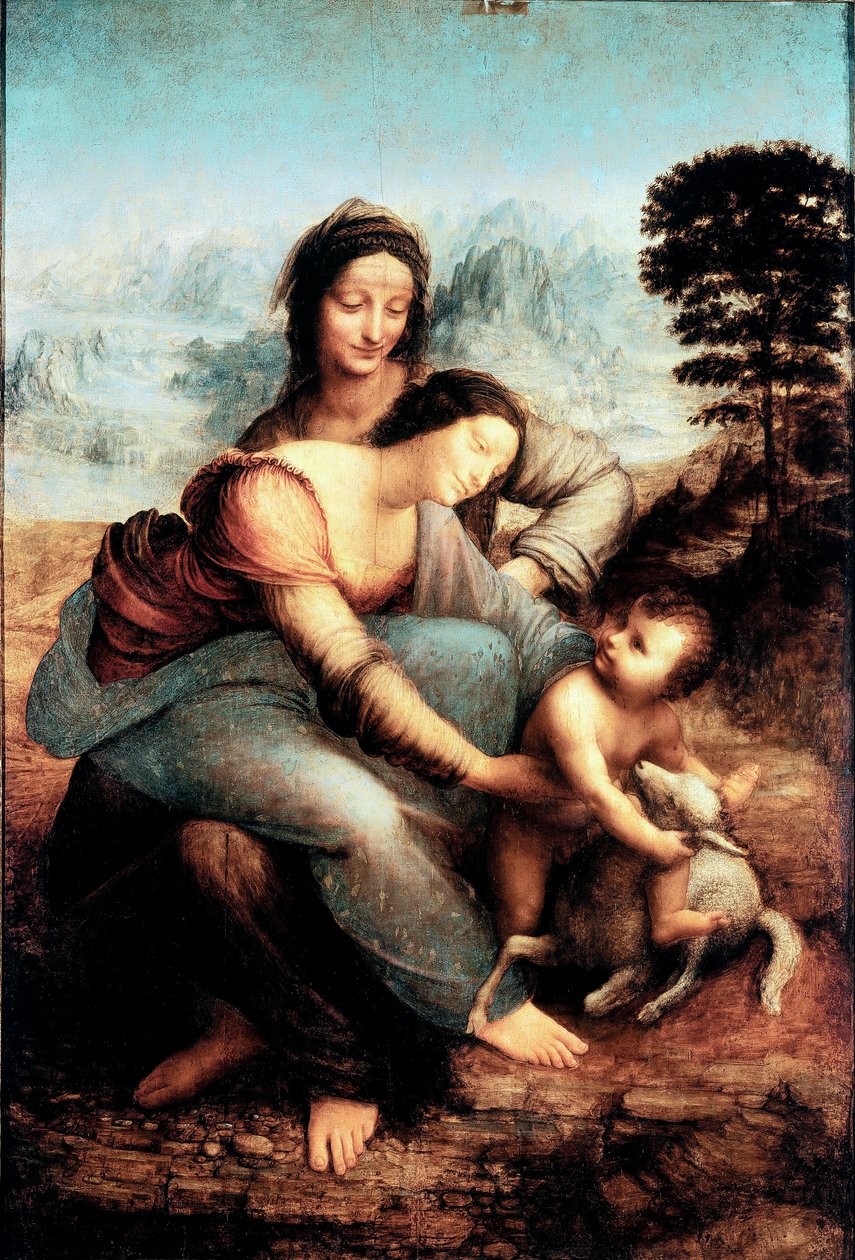 Jungfru med barn och S:ta Anna, ca 1510 (olja på pannå) av Leonardo da Vinci