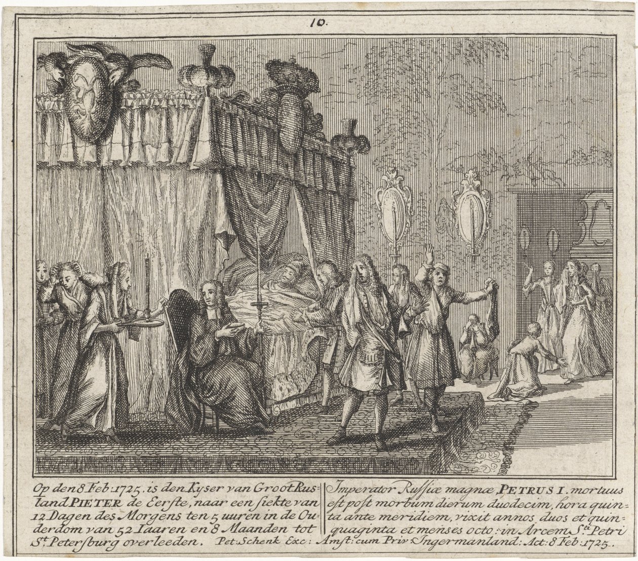 Peter den stores död den 8 februari 1725 av Leonardus Schenk