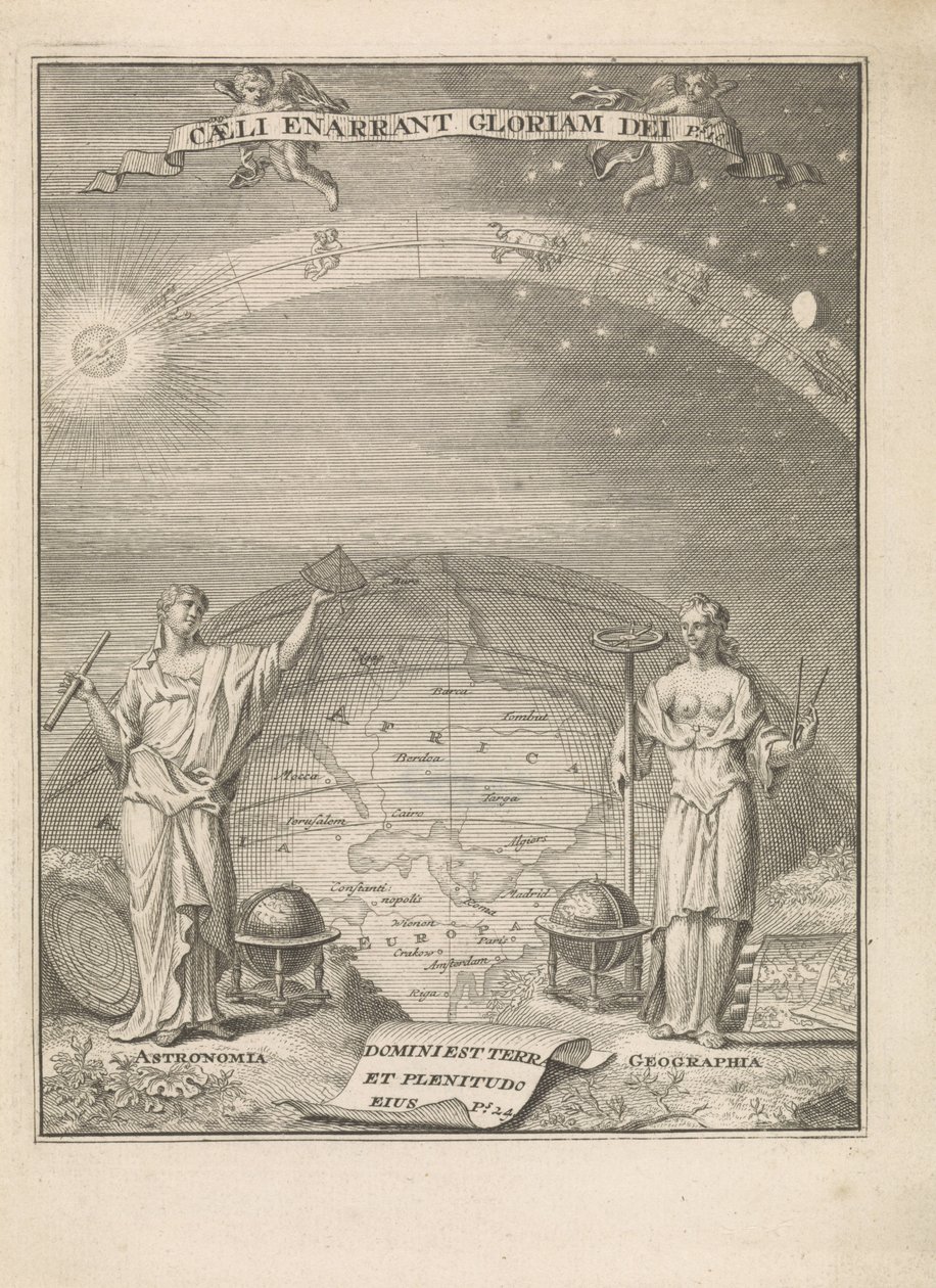 Astronomi och geografi med mätinstrument Caeli anarrant Gloriam dei Ps.10 (titel på objekt) Titelsida för: 