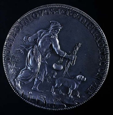 Baksidan av medaljongen föreställande Michelangelo Buonarroti (1475-1564), 1561 (silver) (se 98877 för framsidan) av Leone Leoni