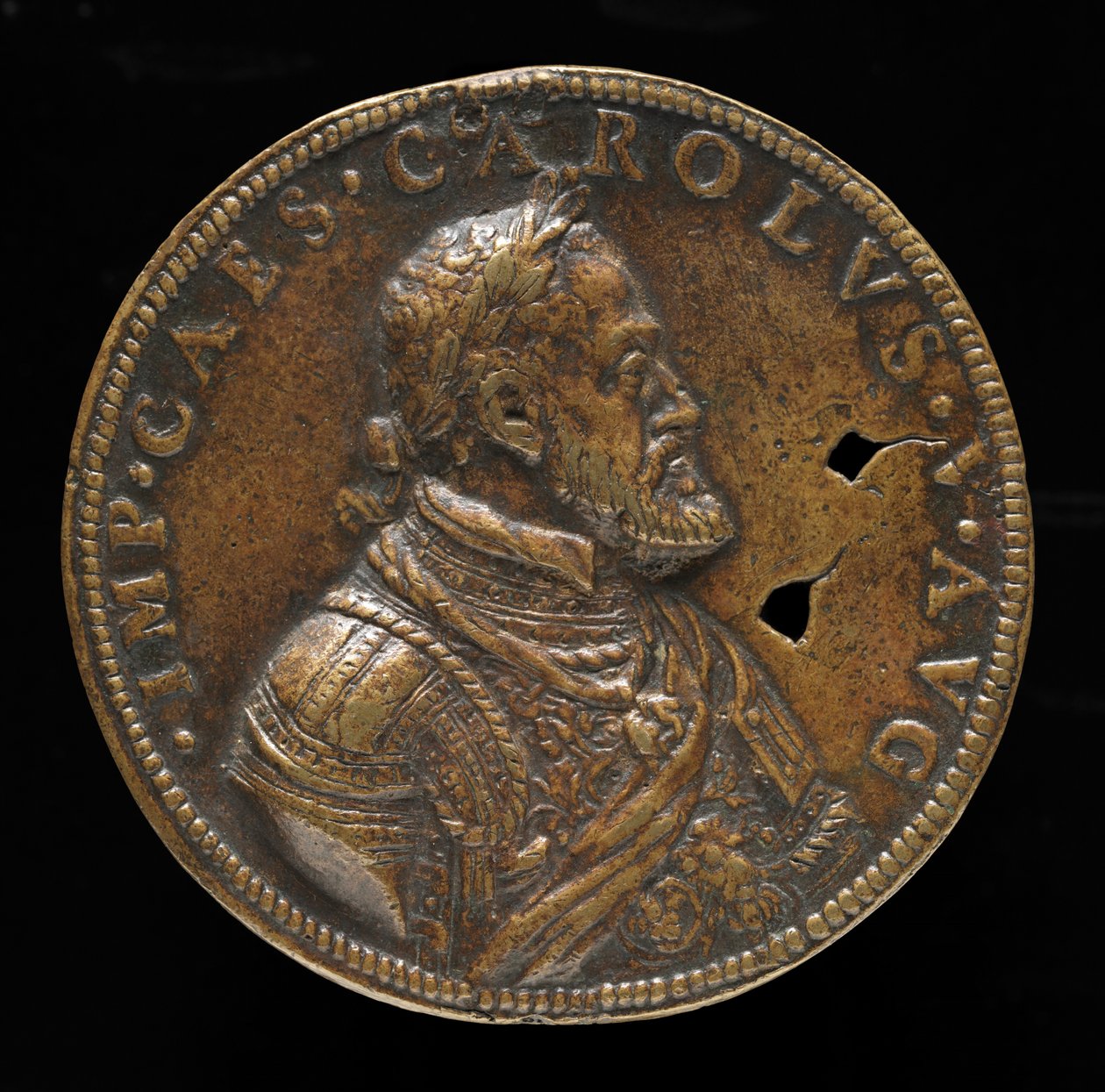 Karl V, 1500-1558, kung av Spanien 1516-1556, helige romerske kejsare 1519 [framsidan], 1547 eller senare. av Leone Leoni