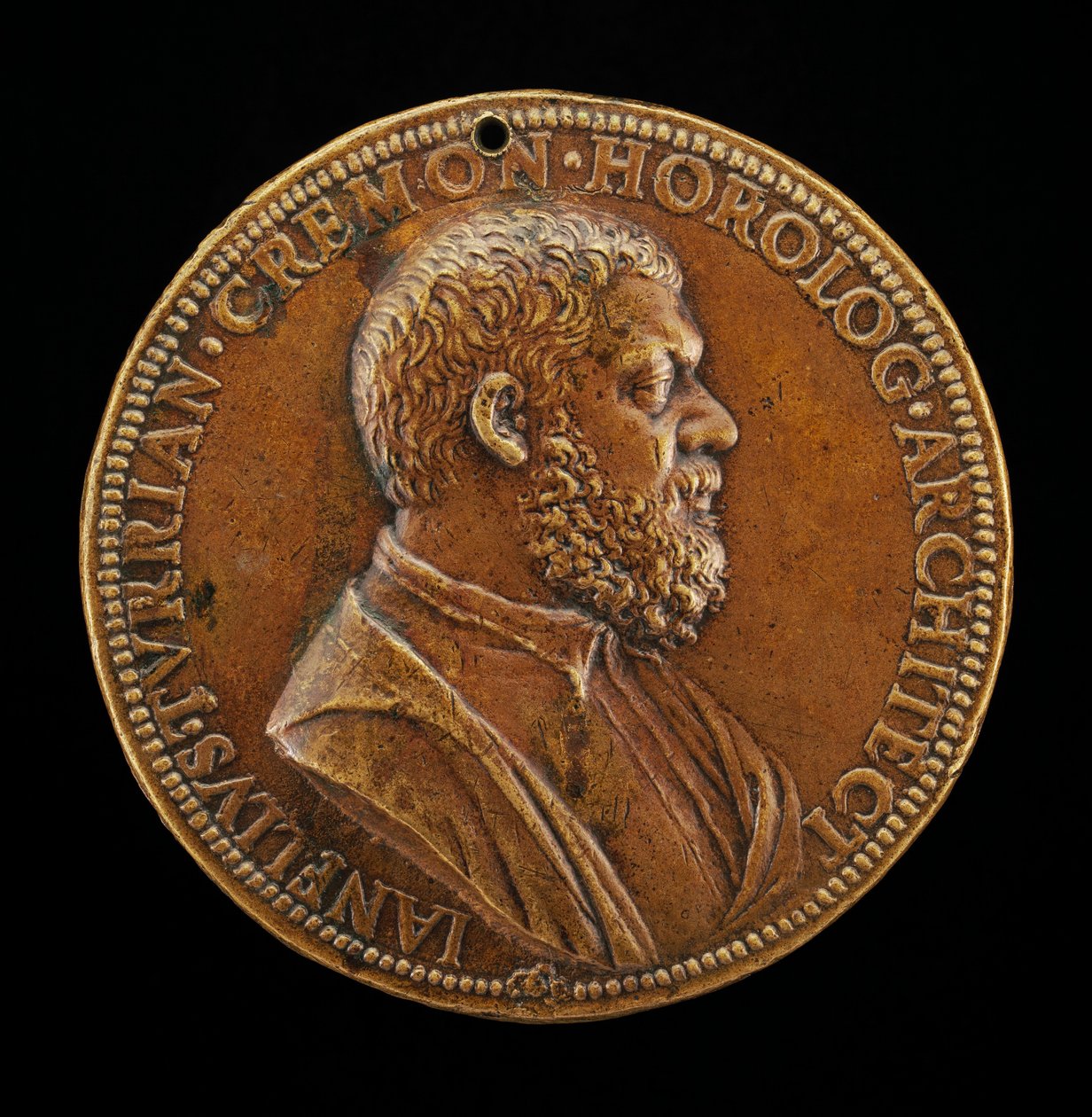 Giannello della Torre av Cremona, 1500-1585, ingenjör i Karl V:s tjänst på framsidan. av Leone Leoni