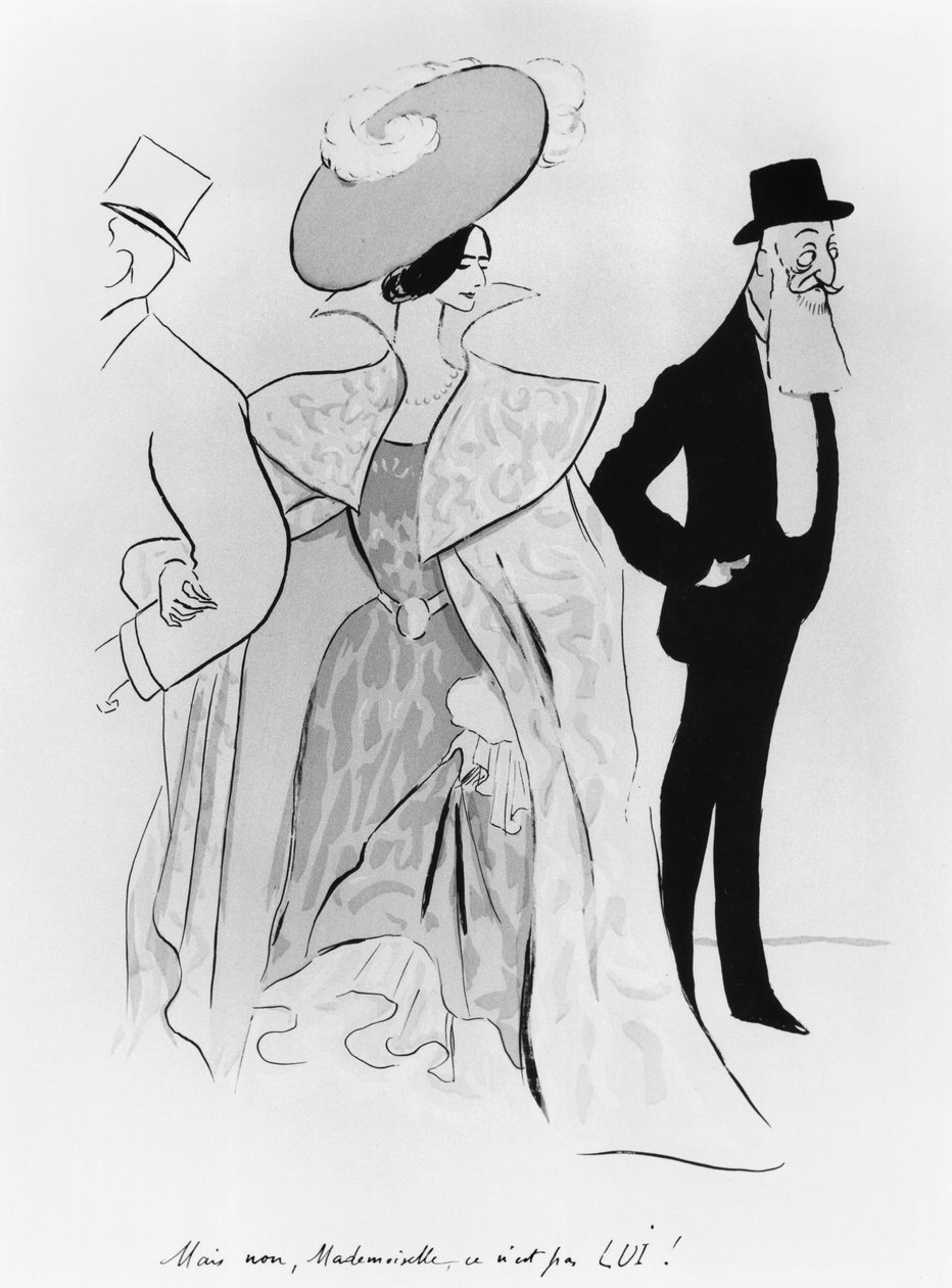 Karikatyr av Leopold II (1835-1909) och Cleo de Merode (1873-1966) av Leonetto Cappiello