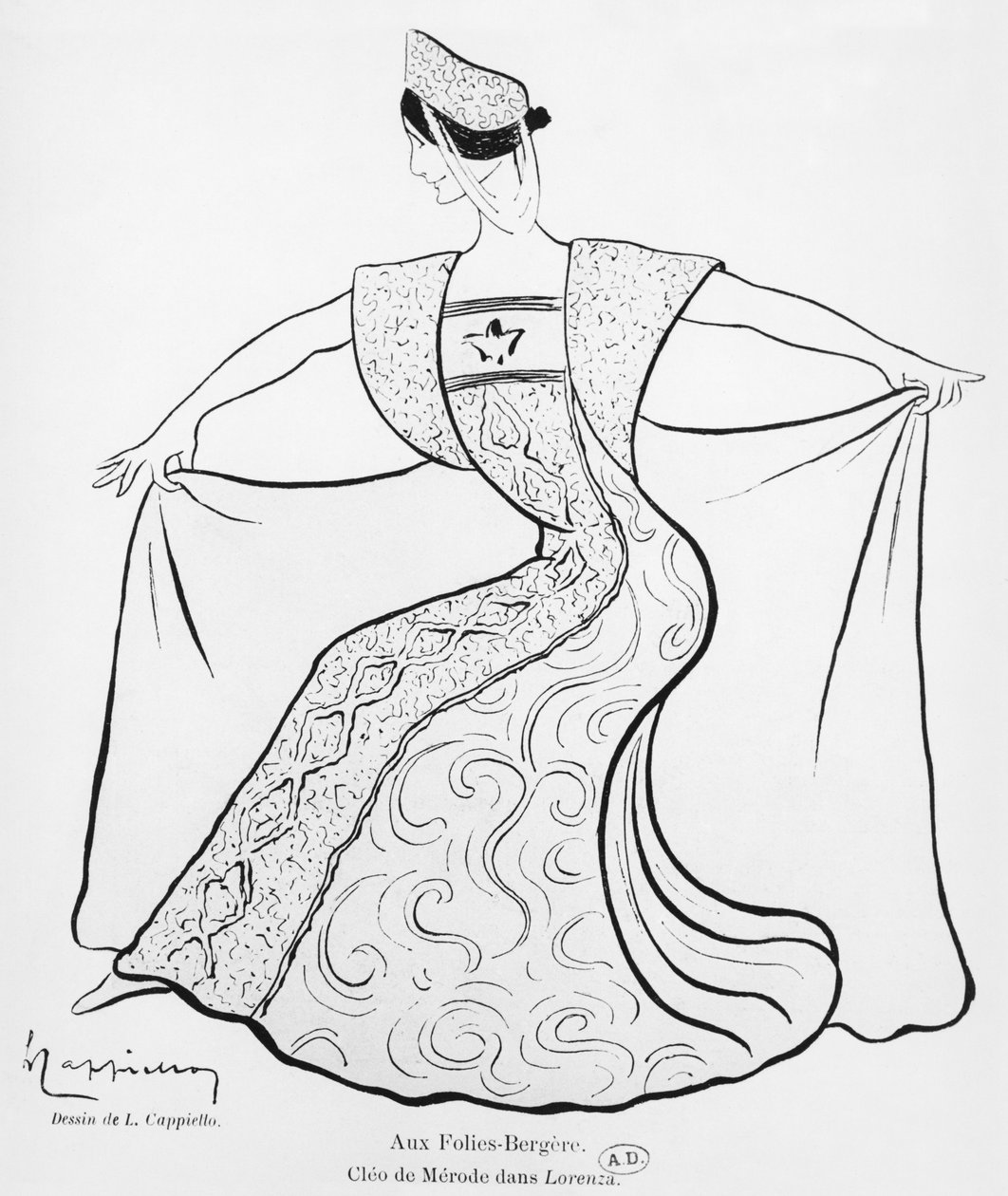 Cleo de Merode i balettpantominen "Lorenza" på Folies Bergere i Paris 1901. av Leonetto Cappiello