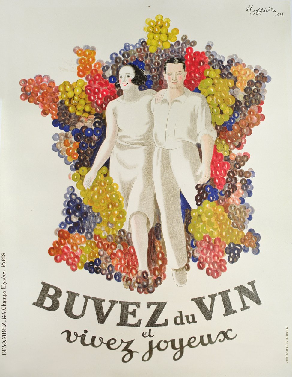 "Drick vin, lev med glädje", affisch som marknadsför vin, 1933 av Leonetto Cappiello