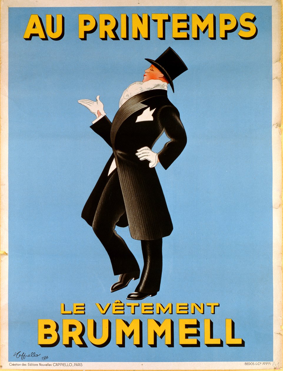 Affisch som annonserar "Brummel"-kläder för män på "Printemps" varuhus, 1936 av Leonetto Cappiello