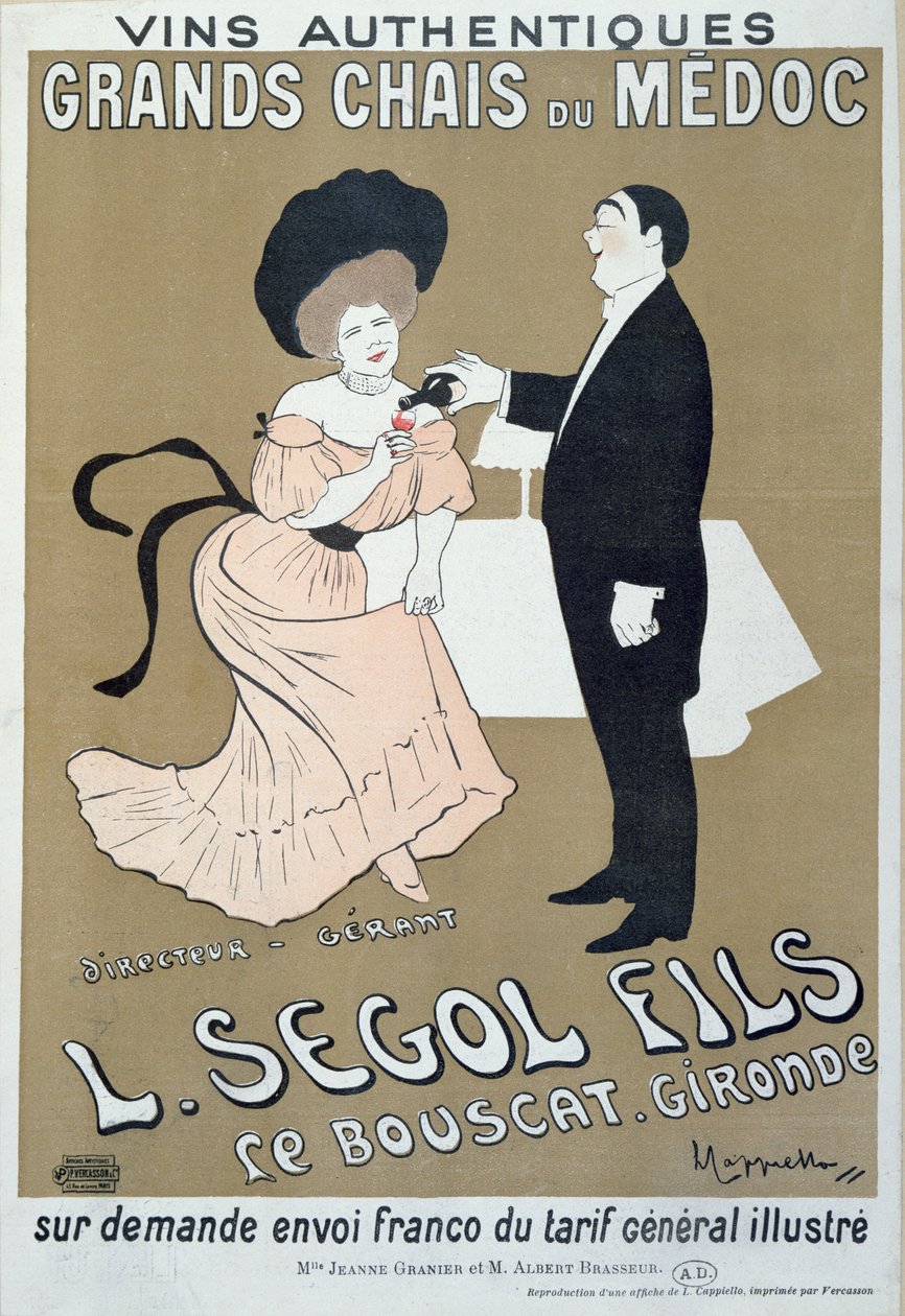 Affisch för reklamviner från Medoc tillverkade av L. Segol and Sons, 1905 av Leonetto Cappiello