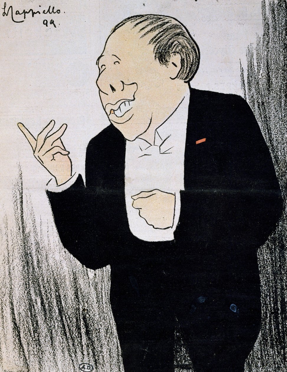 Skådespelaren Alexandre Coquelin, känd som Coquelin Cadet (1848-1909) i karikatyr från 1899 av Leonetto Cappiello (1875-1942) av Leonetto Cappiello