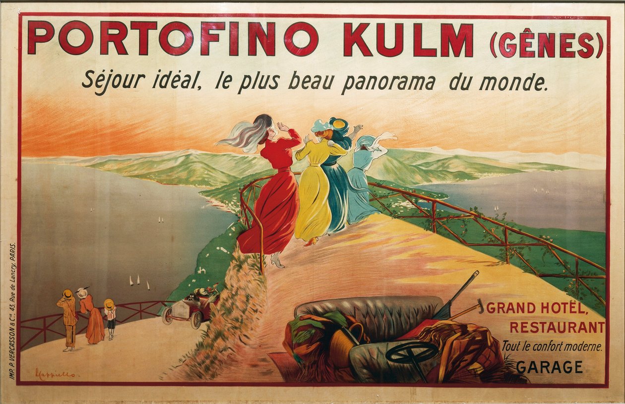 Annons för Portofino hote, Portofino Kulm, illustration av Leonetto Cappiello, affisch av Leonetto Cappiello