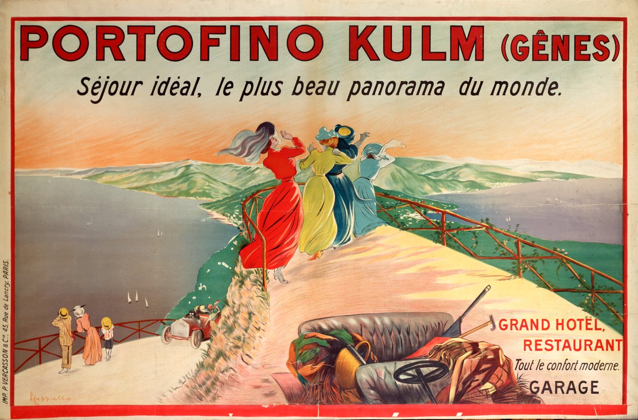 Reklamaffisch för Portofino Kulm Hotel i Camogli, Italien, 1900-talet av Leonetto Cappiello