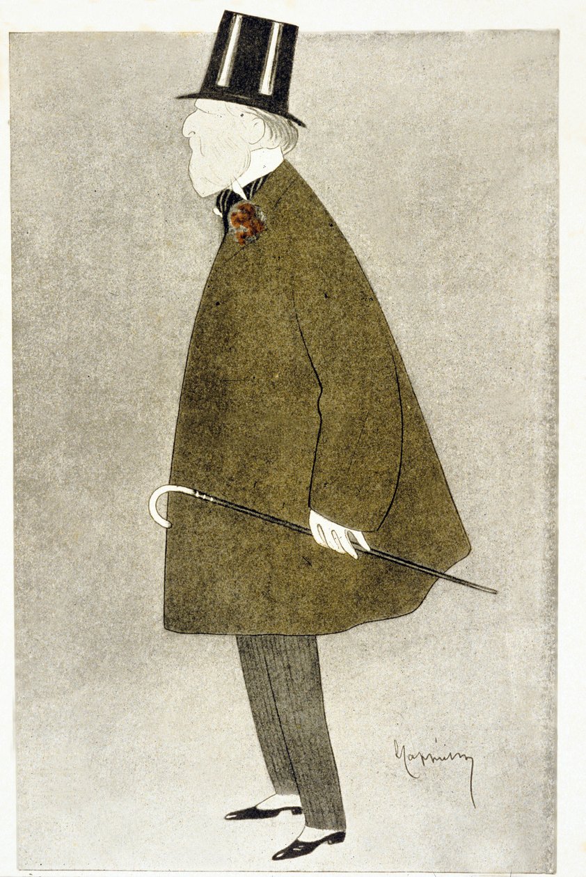 Jacques Doucet (1853¿1929), fransk modedesigner, känd för sina eleganta klänningar, gjorda av tunt genomskinliga material i överlagrade pastellfärger. av Leonetto Cappiello