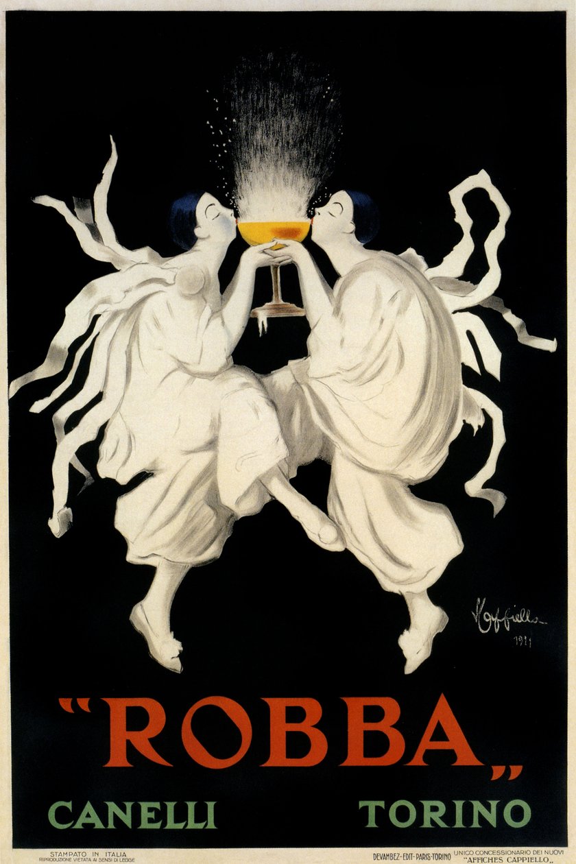 Affischreklam för Spumante Robba Canelli, Turin, Italien, 1921 av Leonetto Cappiello