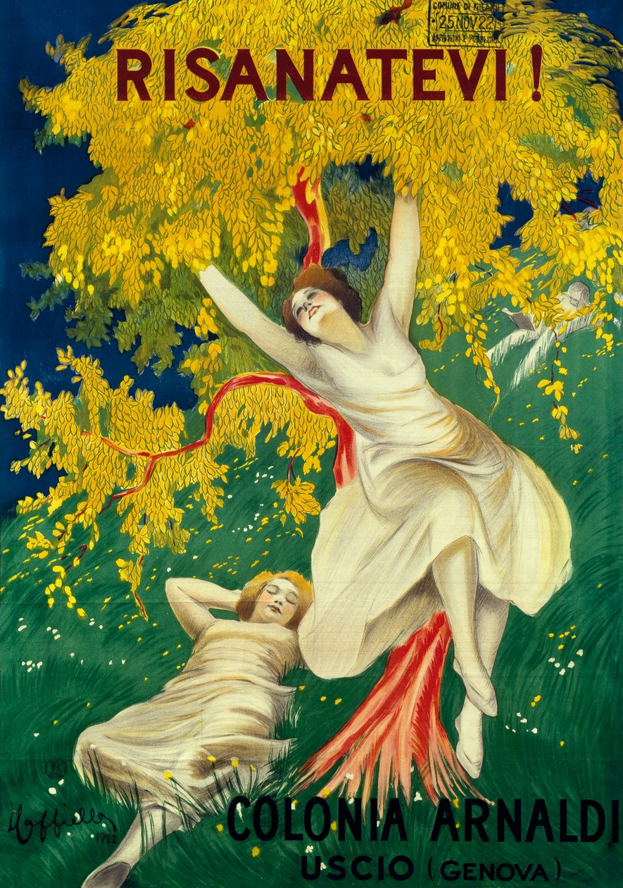 Annonsaffisch för Colonia Arnaldi i Uscio (Genua) av Leonetto Cappiello