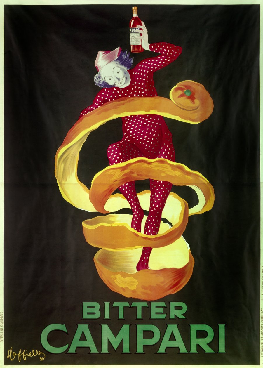 Affisch för aperitif Bitter Campari. Illustration av Leonetto Cappiello (1875-1942) 1921 Paris, dekorativ konst av Leonetto Cappiello