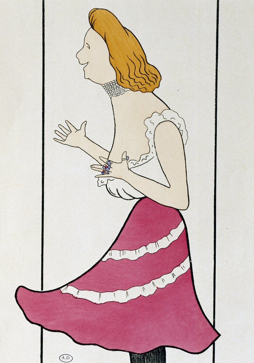 Skådespelerskan Mademoiselle Cassive i La Dame de Chez Maxim, av Georges Feydeau (1862-1921), karikatyr 1899 (teckning) av Leonetto Cappiello