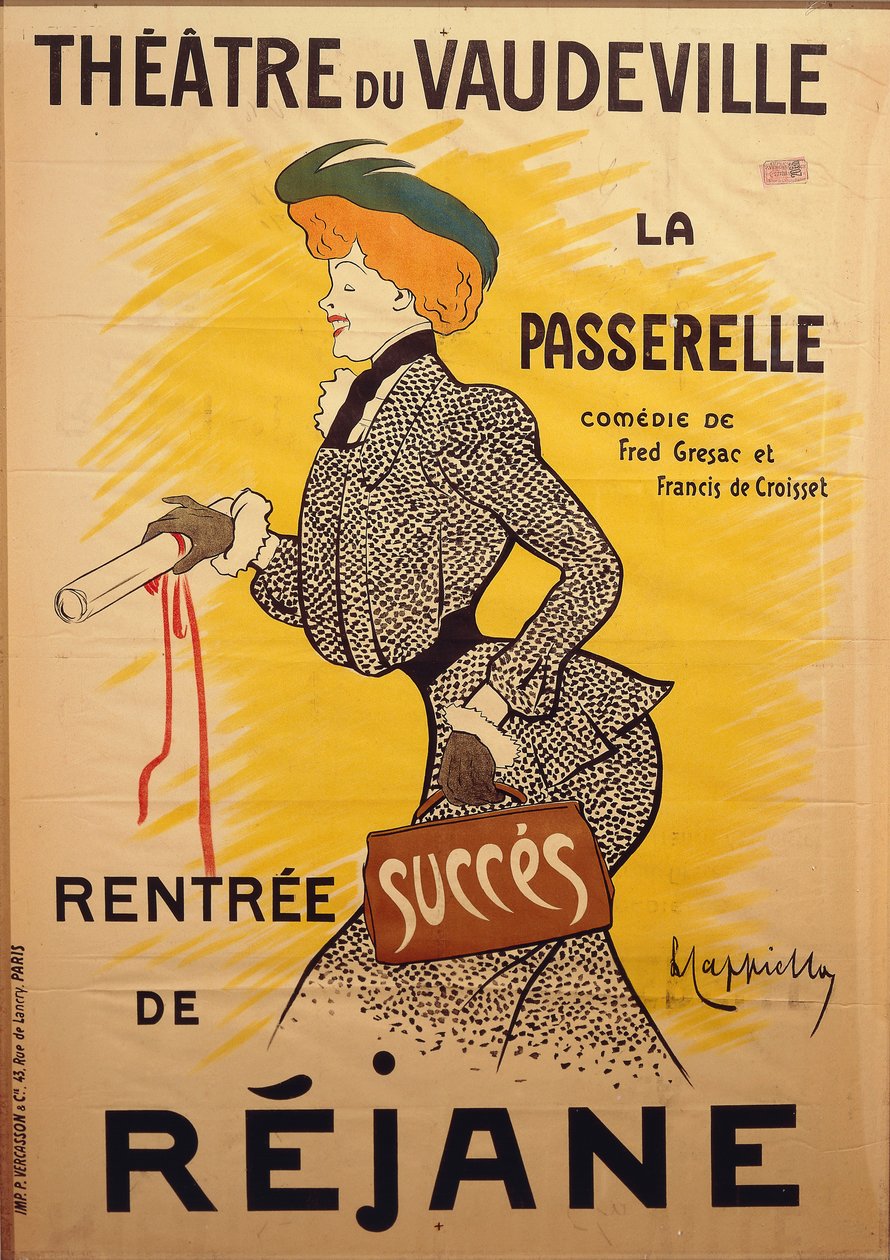 Theatre du Vaudeville: La Passerelle, av Leonetto Cappiello (1875-1942), illustration av Leonetto Cappiello