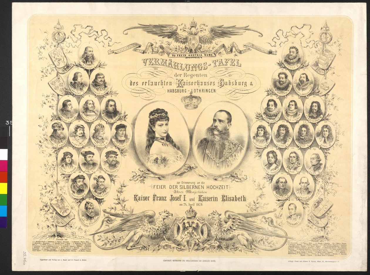 Kejsaren av Österrike och Elisabeth Bröllopsplakett av regenten av den adliga kejserliga familjen Habsburg  Habsburg Lorraine av Leonhard Bauer