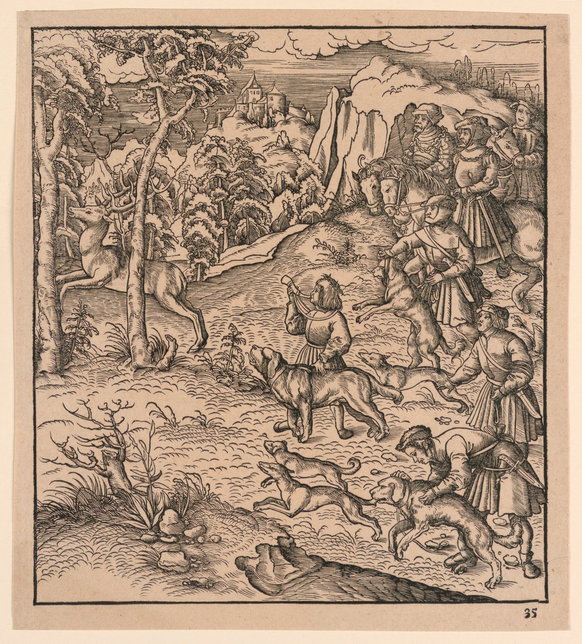 A Stag Hunt, från "Der Weisskunig" av Leonhard Beck