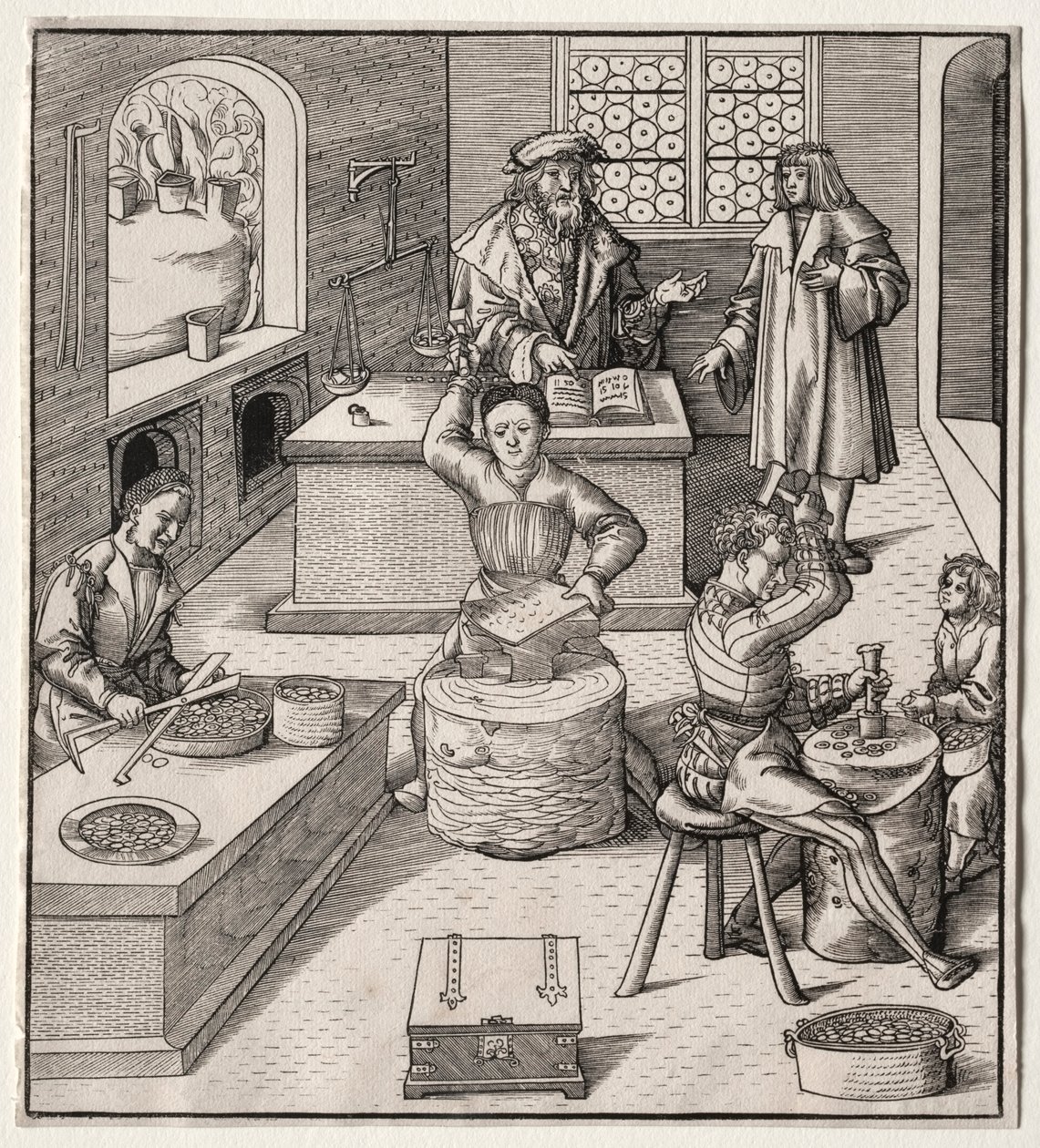 Unga Maximilian i myntverket. av Leonhard Beck