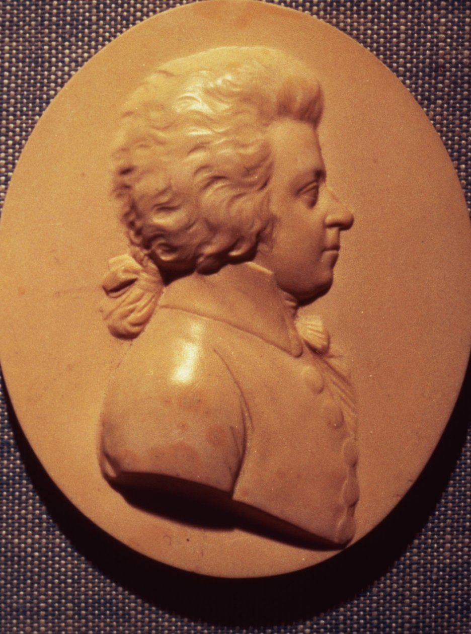 Porträttmedaljong av Wolfgang Amadeus Mozart (1756-91) av Leonhard Posch