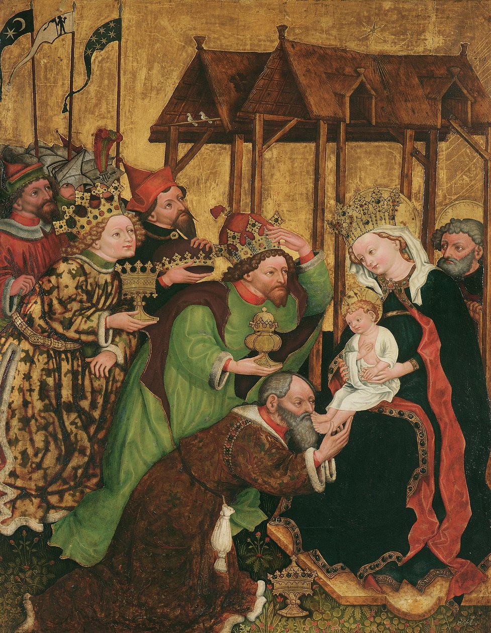 Tillbedjan av Magi (inuti); Val av Josef och Marias bröllop (exteriör) av Leonhard von Brixen (Lienhart Scherhauff)