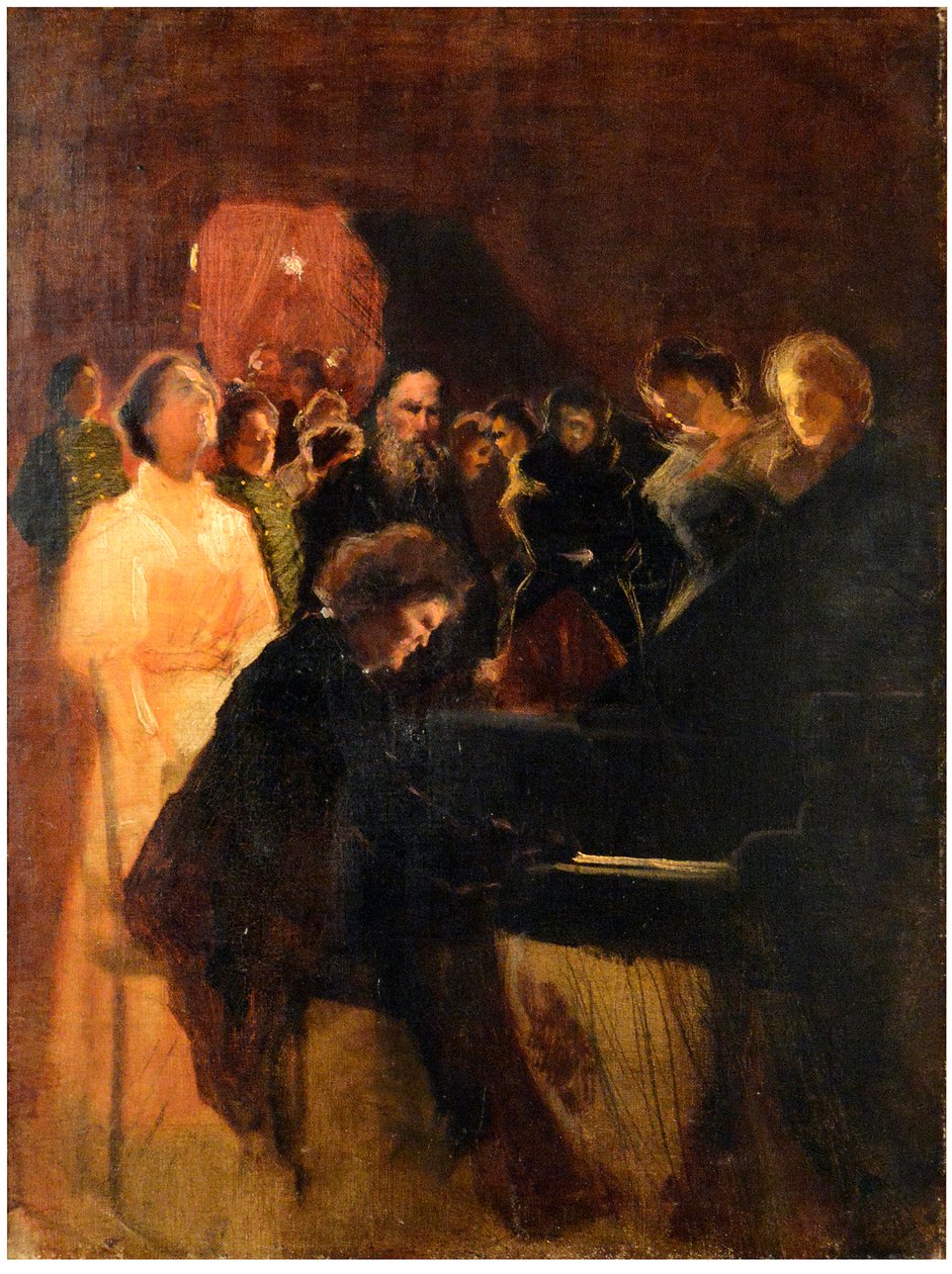 Leo Tolstoy vid konserten av Anton Rubinstein (1829-1894) par Pasternak, Leonid Osipovich (1862-1945). Pastell på kartong, storlek: 64x50 av Leonid Osipovic Pasternak